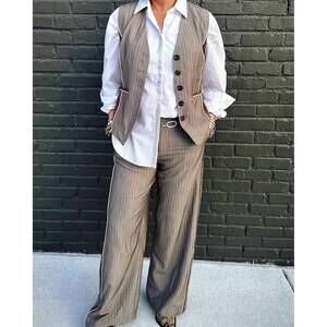 NEW STRUT & BOLT polly pinstripe pantsuit in gray